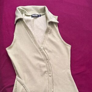 PLT green Button Down Sleeveless Dress
